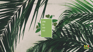 Logo Zielono Mi na tle zielonych liści